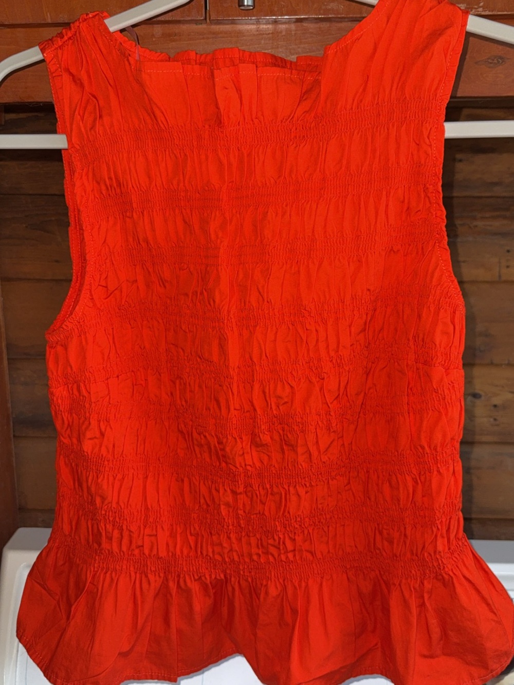 Bright Orange Smocked Sleeveless Top